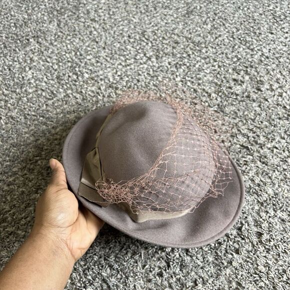 GEORGE Michael Howard WOMEN'S 100% Wool Front Face Hat Taupe Brown Vintage - Picture 9 of 9